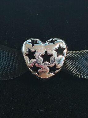 Authentic Pandora Starry Heart Openwork Charm – 791393 Sterling Silver (Retired)